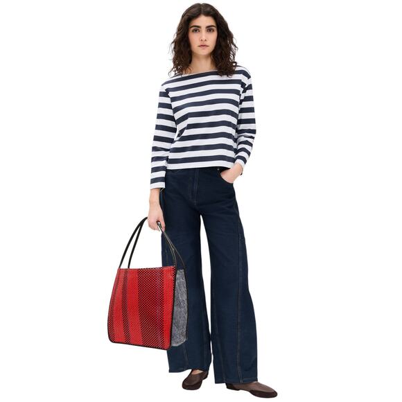 PROENZA SCHOULER XL Mixed Woven Tote Bag Red/Blue - Picture 2 of 13